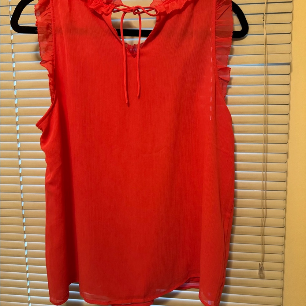 J. Crew Factory Coral Ruffle Blouse
